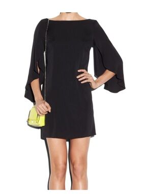 Milly Butterfly Sleeve Stretch Silk Mini Dress Black Size Small Cocktail Party